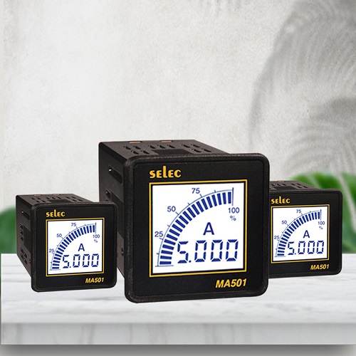Selec MA501(48x48) Đồng hồ tủ điện dạng LCD đo dòng điện AC có % tải